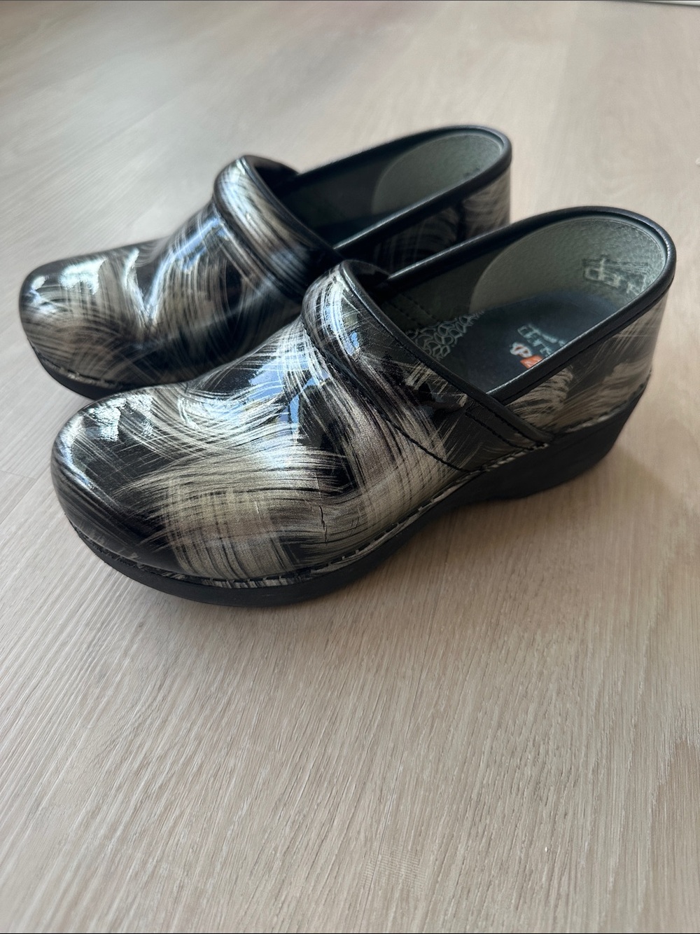 Women's Black and Cream Professional Clog